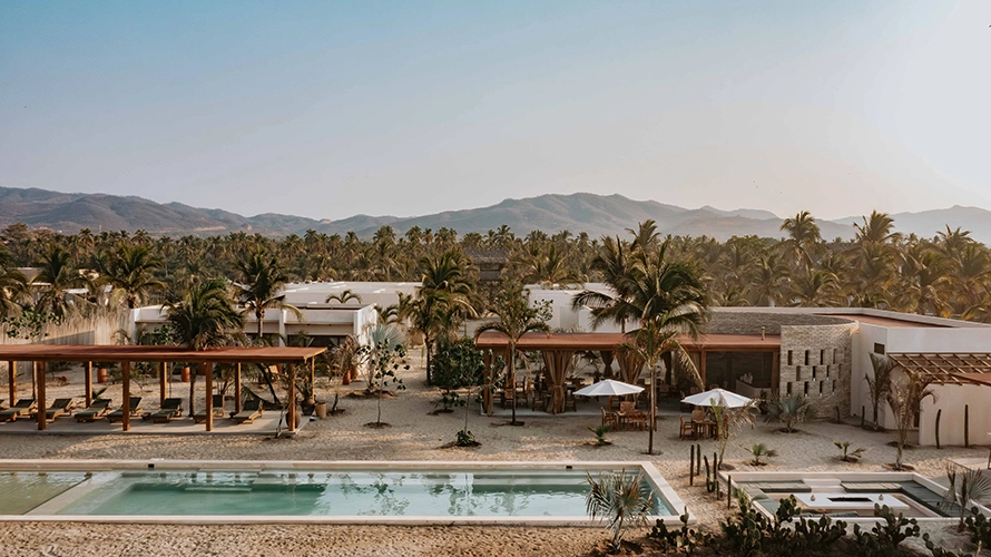 drone view of hotel restaurant